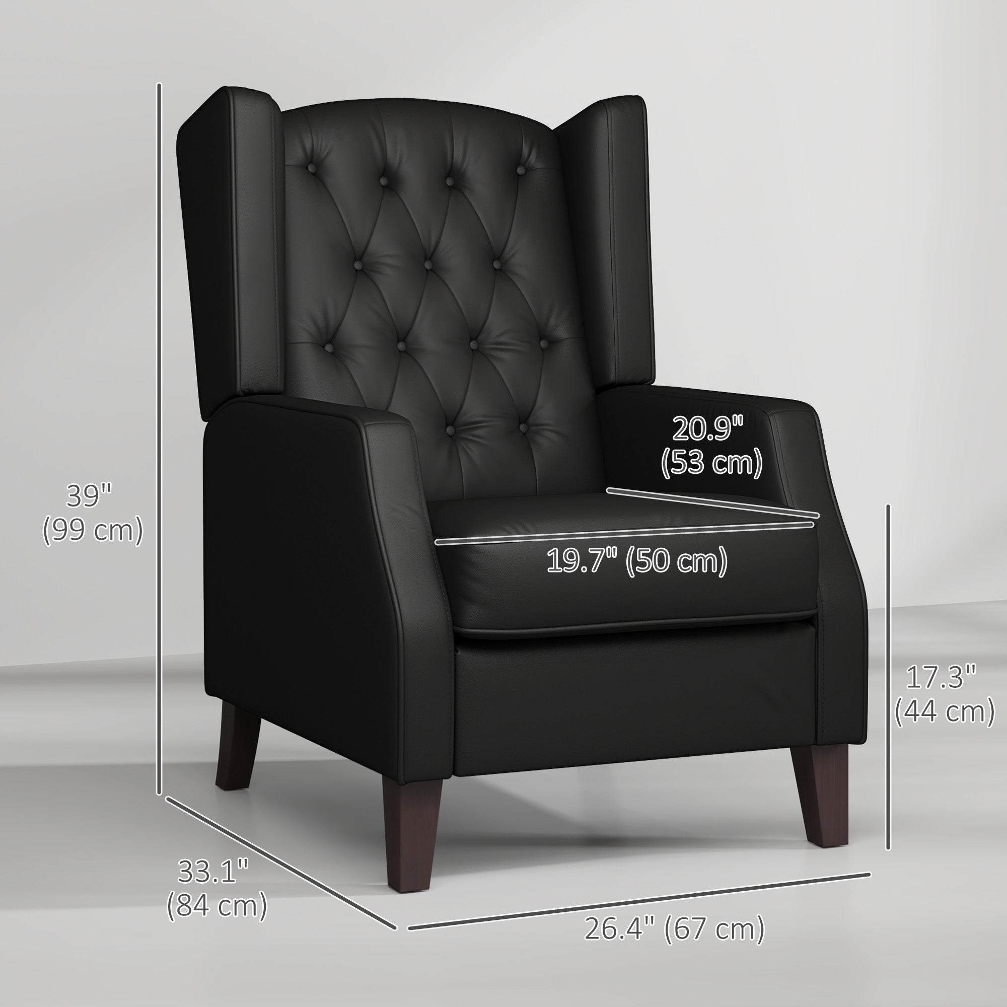 RAYA Faux Leather Armchair, Modern Accent Chair with Thick Padding for Living Room, Bedroom, Home Office, Black