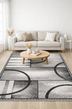 Dani Modern Geometric Grey/Black Shades Area Rug—5ft x 7ft