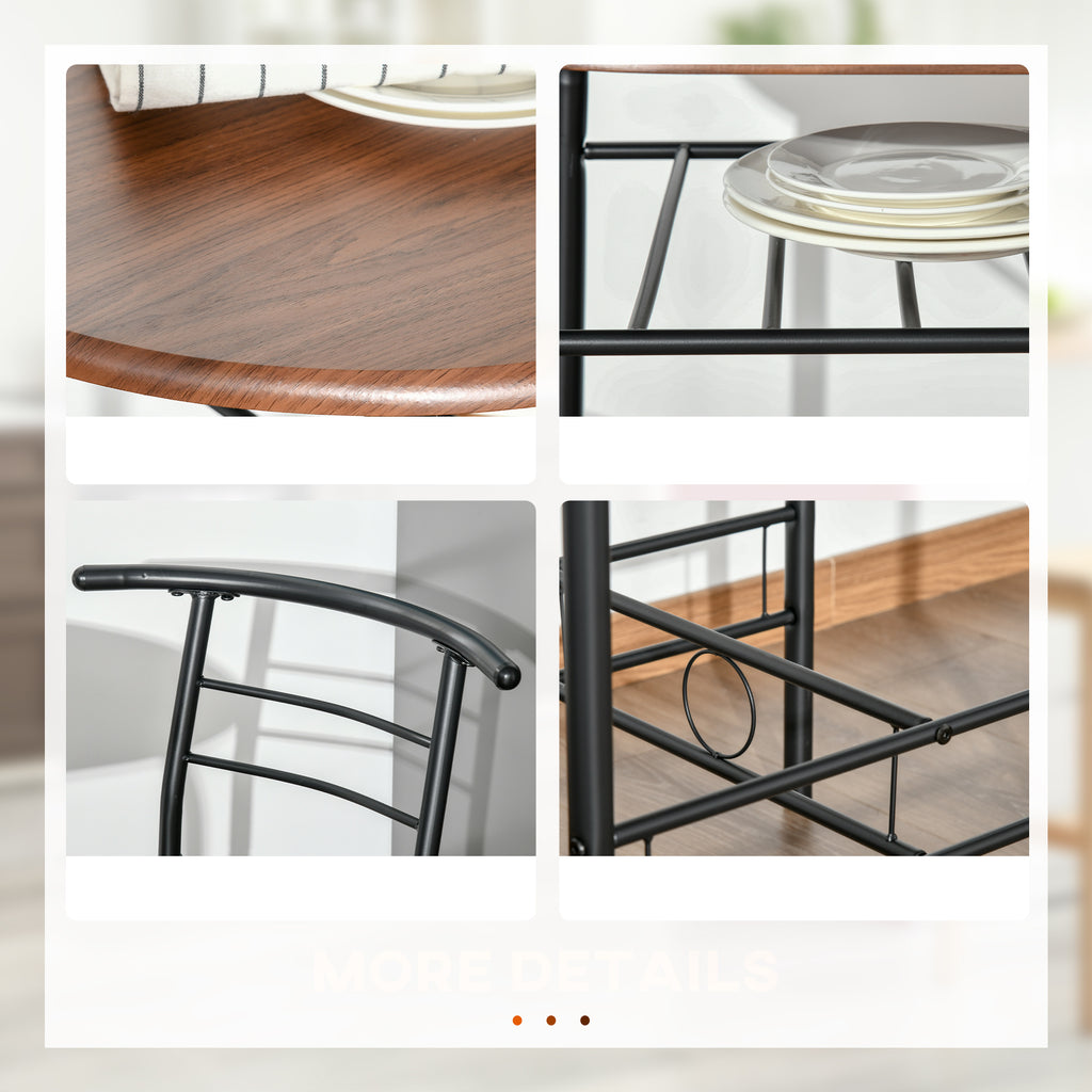 Foden Dining Table Set of 3, 31.5" Kitchen Table and Chairs Set for 2 with Shelf, for Small Space, Dining Room, Living Room-Natural Brown