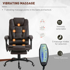 Declan 7-Point Vibrating Massage Chair, Reclining Office Chair with Footrest, Reclining Back, Adjustable Height, Brown