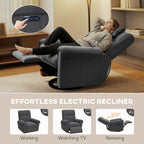 Flynn Power Reclining Chair with USB Ports, Swivel and Rocking Functions-Dark Grey