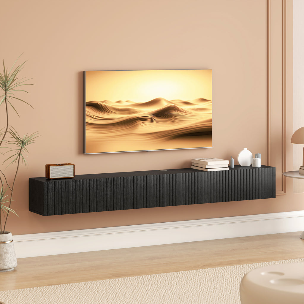 Fluted Flip-Down Doors Cable Hole Black