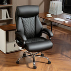 Henry Office Chair with Spring Padding, PU Leather Computer Chair with Quiet Swivel Wheels, High Back, Black