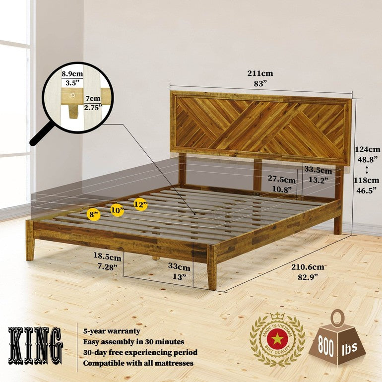 Slother Sierra Deluxe Wood Platform Bed Frame