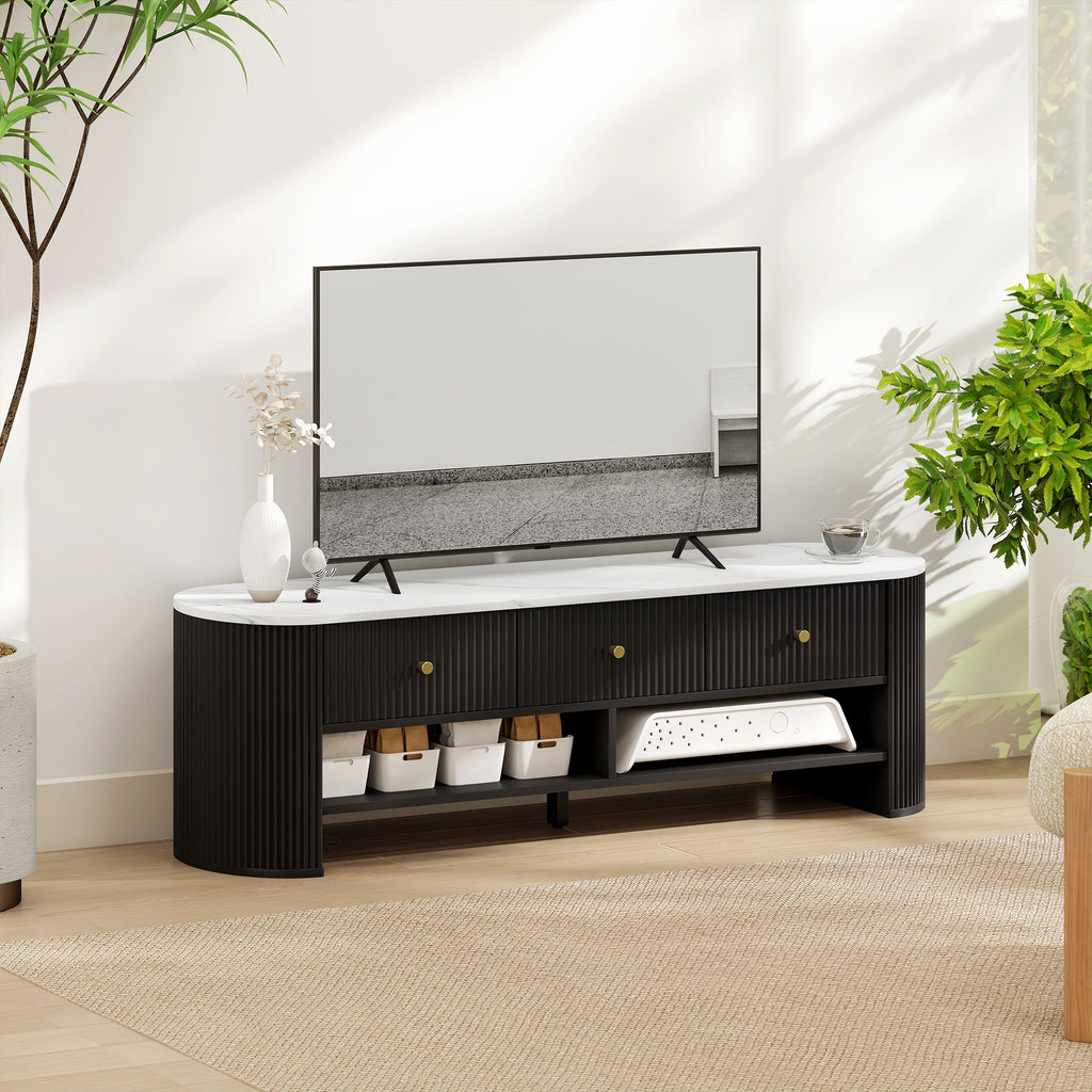 Colby TV Stand Modern TV Table with Marble-Effect Top
