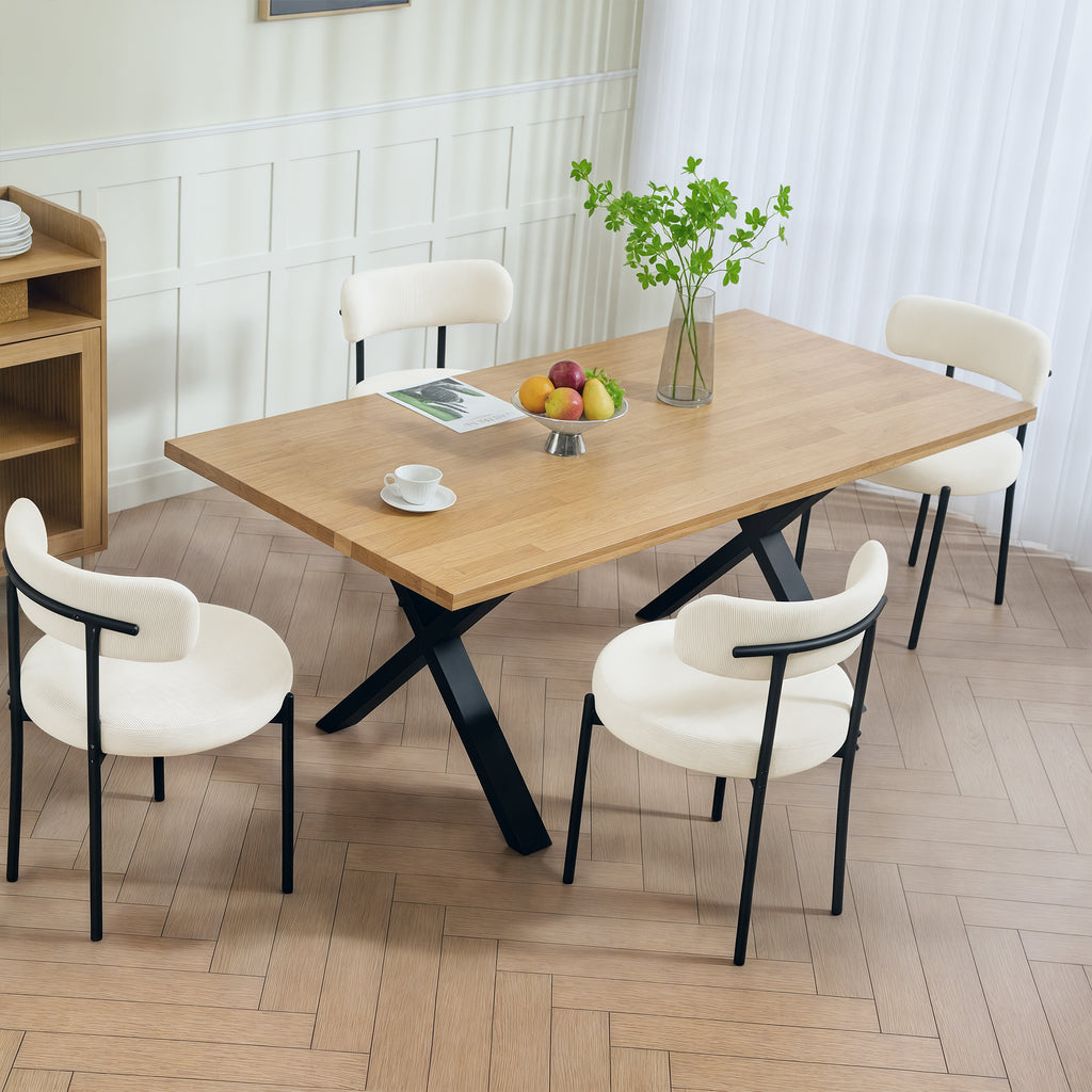 Cruz 4 Pieces Kitchen Chairs, Modern Dining Chairs w/ Corduroy Upholstery and Steel Legs for Living Room, Beige