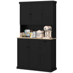 Denver 71" Kitchen Pantry Buffet with Hutch Storage Cabinet Microwave Oven Stand with Drawer, Black