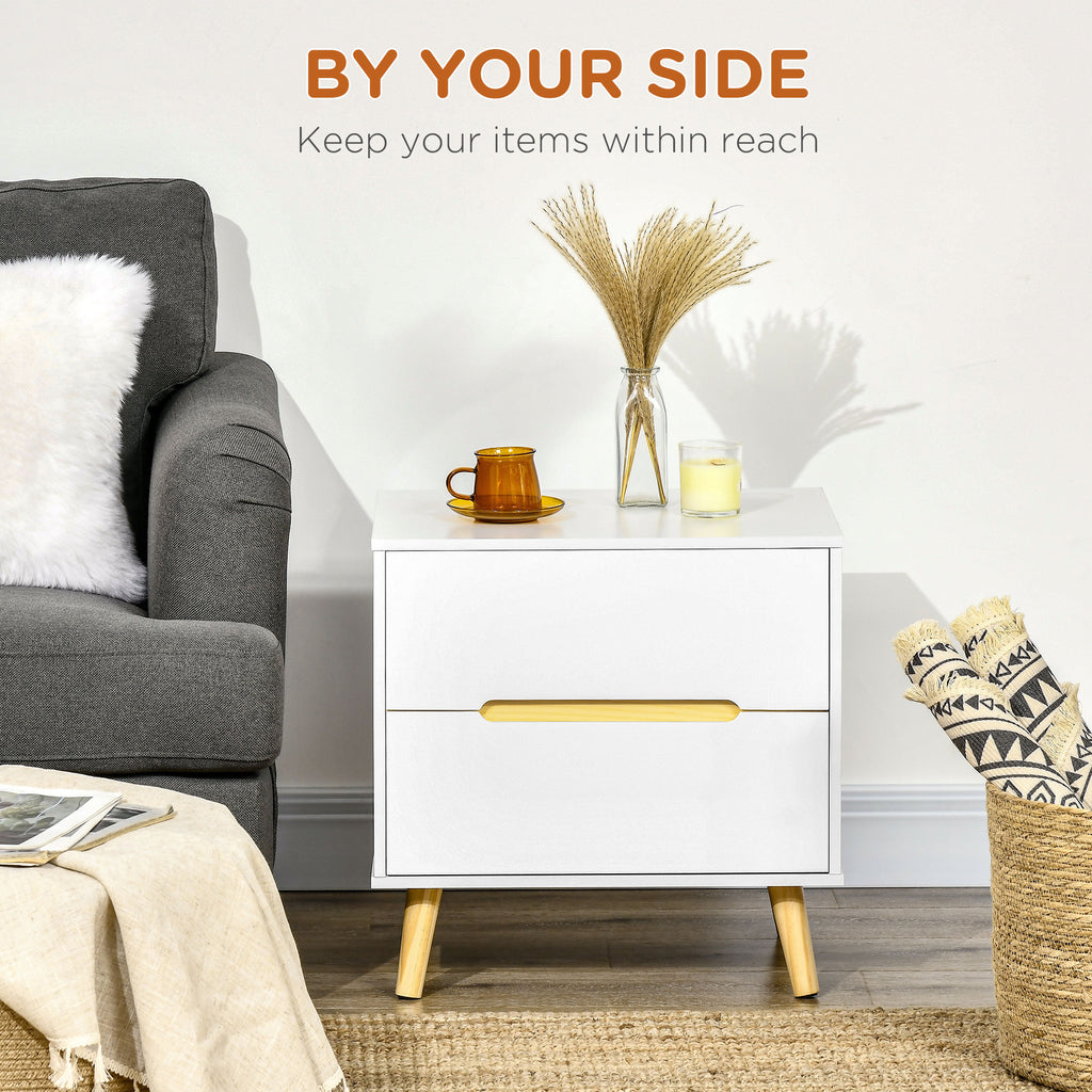 Willow Modern Nightstand/End Table with 2 Drawers-White