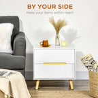 Willow Modern Nightstand/End Table with 2 Drawers-White