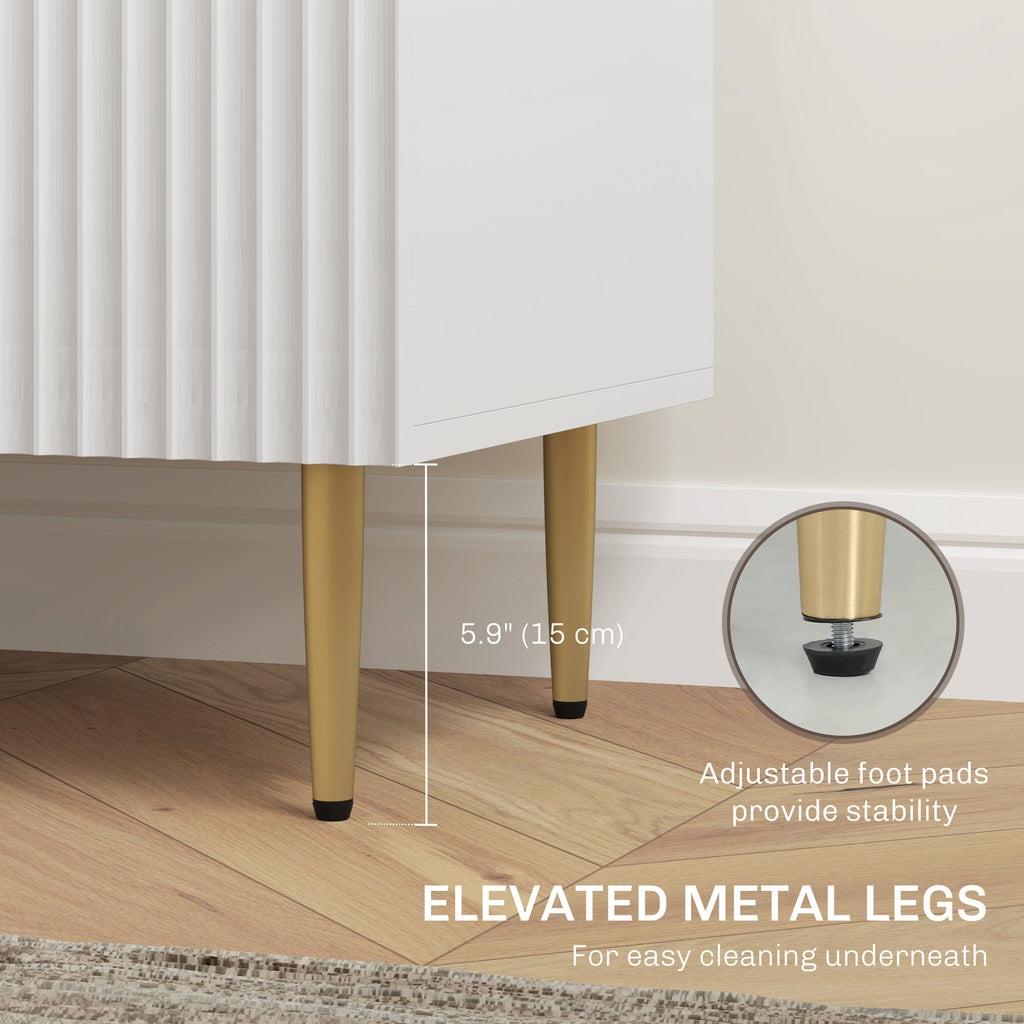 Ellis Modern Kitchen Storage Cabinet, Sideboard Buffet Cabinet w/ 3 Drawers and Adjustable Shelves for Kitchen Hallway, White