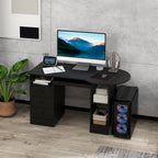 Parker Office Desk with Storage, Modern Computer Workstation Desk with Keyboard Tray-Black