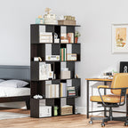 Nevada Modern 5-Tier Geometric S-Shaped Bookcase-Black