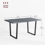  Industrial Dining Table with Wave-edged