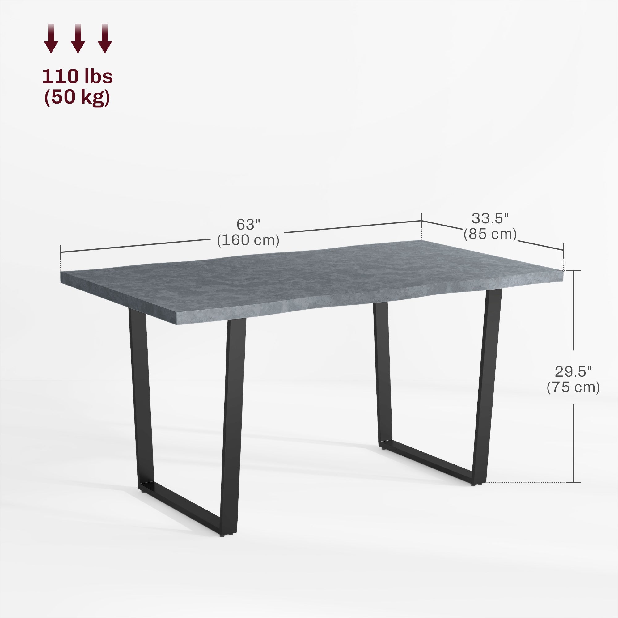  Industrial Dining Table with Wave-edged