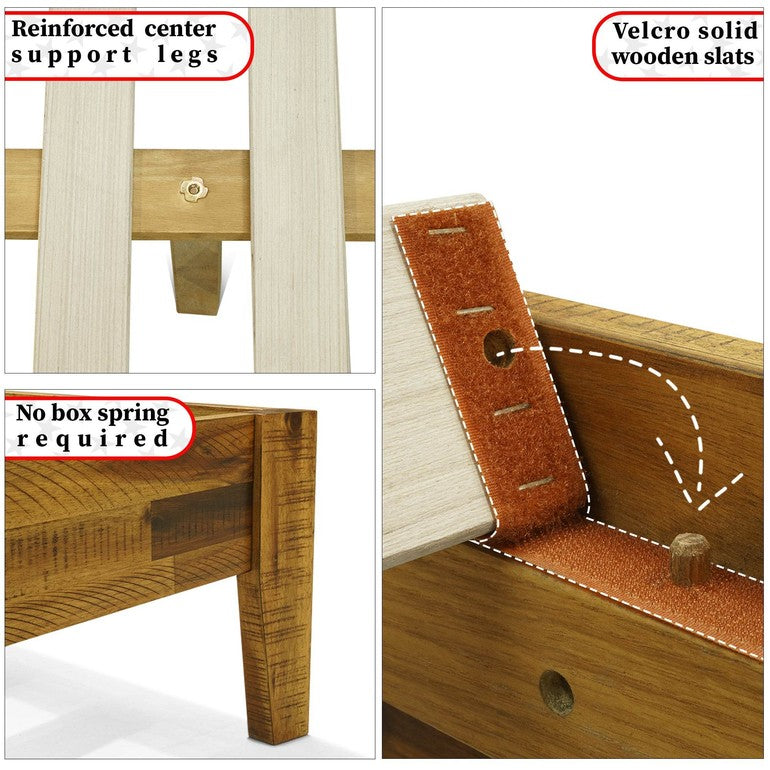 Slother Sierra Deluxe Wood Platform Bed Frame