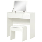 Mia Modern Vanity Set with Flip Top Mirror and Cushioned Stool, Dressing Table with Storage Drawer for Bedroom, White