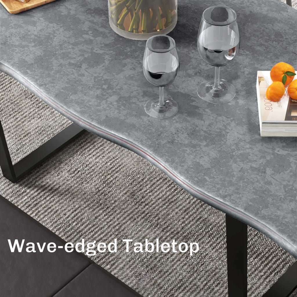  Industrial Dining Table with Wave-edged