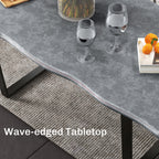  Industrial Dining Table with Wave-edged