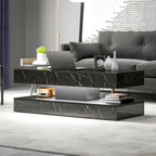 Erin Modern Coffee Table with 2 Drawers and Adjustable LED Lights-Marble Effect Black