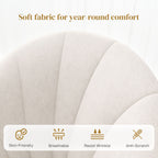 Skylar Modern Dining Chairs Set of 4, Upholstered Dining Room Chairs with Metal Legs, Shell Backrest, Padded Seat, Cream White