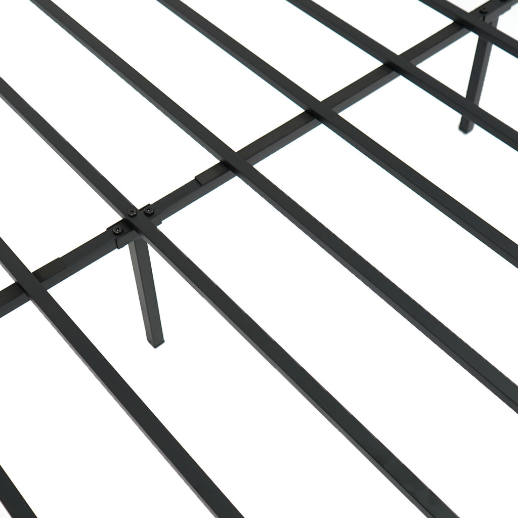 Tate King Size Metal Bed Frame with Heavy‑Duty Support Slats – Black