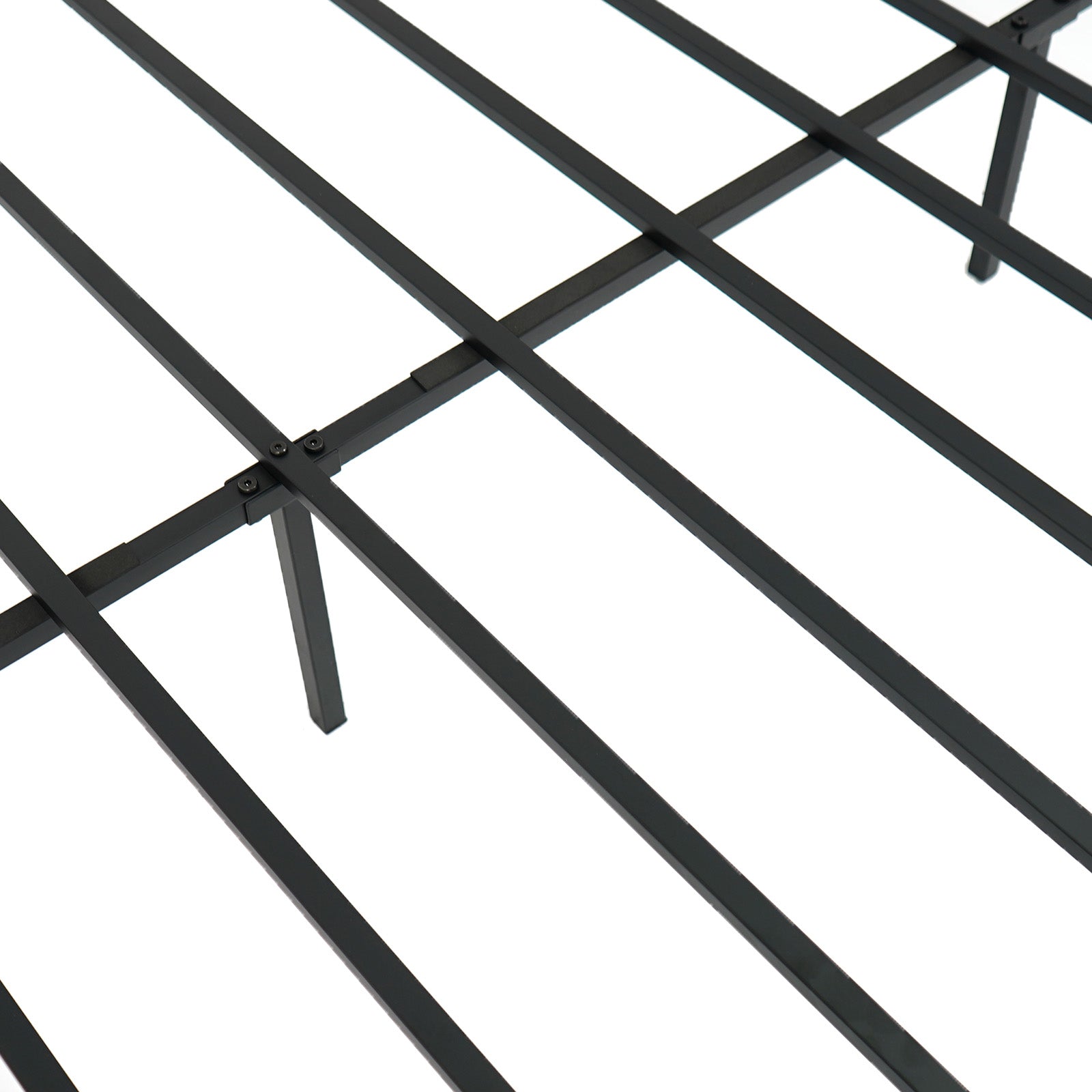 Tate King Size Metal Bed Frame with Heavy‑Duty Support Slats – Black