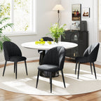 Skylar Modern Dining Chairs Set of 4, Upholstered Dining Room Chairs with Metal Legs, Shell Backrest, Padded Seat, Black