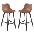 Andre Counter Height Stools with  Backrest and Steel Legs-Set of 2-Brown
