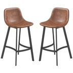 Andre Counter Height Stools with  Backrest and Steel Legs-Set of 2-Brown