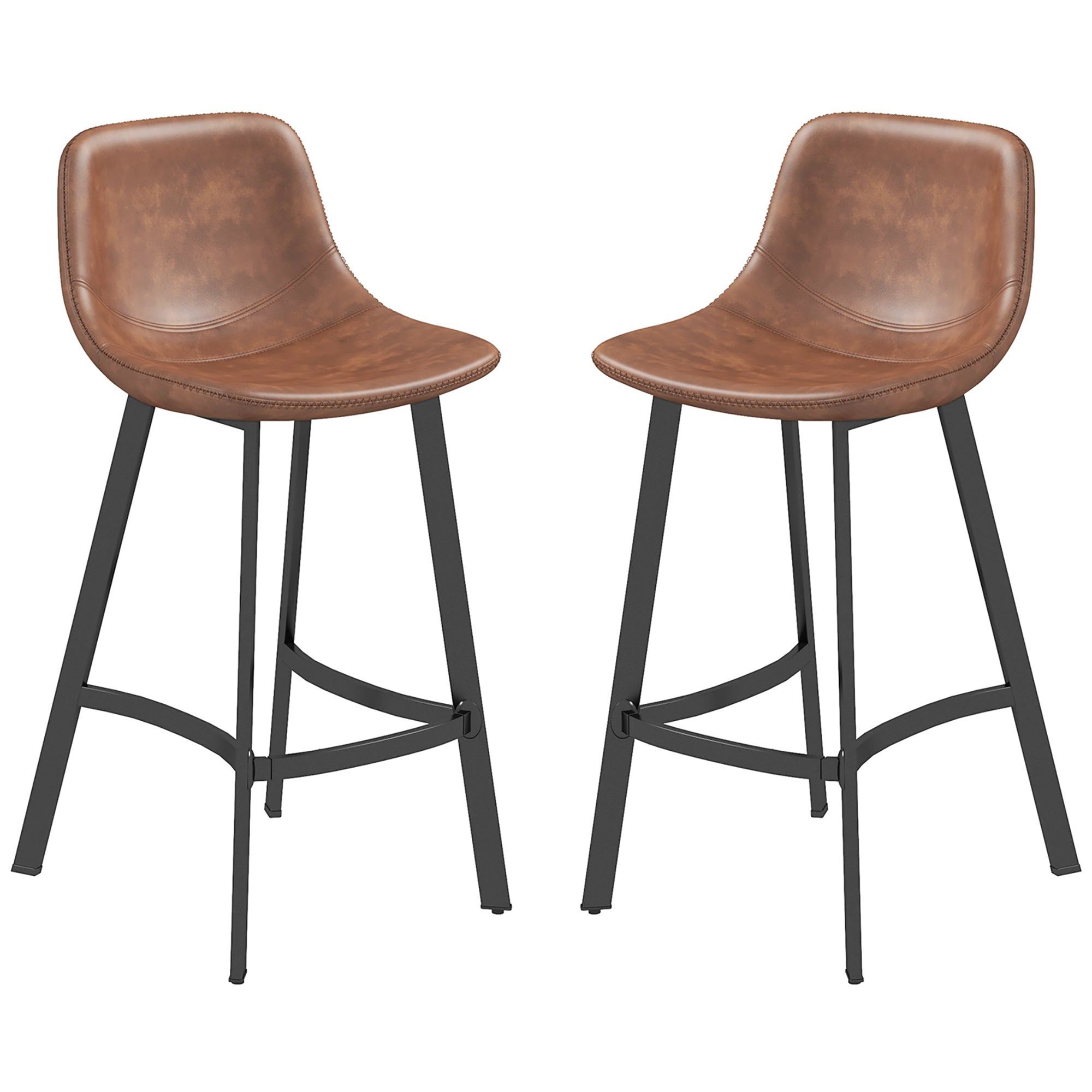 Andre Counter Height Stools Set of 2, Upholstered Kitchen Stool with Back and Steel Legs