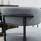 Cruz 4 Pieces Kitchen Chairs, Modern Dining Chairs w/ Berber Fleece Upholstery and Steel Legs for Living Room, Grey