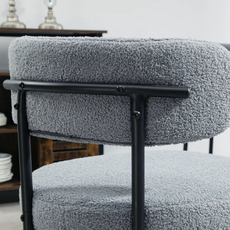 Cruz 4 Pieces Kitchen Chairs, Modern Dining Chairs w/ Berber Fleece Upholstery and Steel Legs for Living Room, Grey
