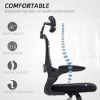 Owen Ergonomic Mesh Office Chair with High Back, Rotatable Headrest, Flip-Up Armrests and Lumbar Support-Black
