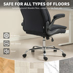 Hayden Executive Office Chair, Desk Chair with Flip-up Armrest, Diamond Fabric Computer Chair Office, Black