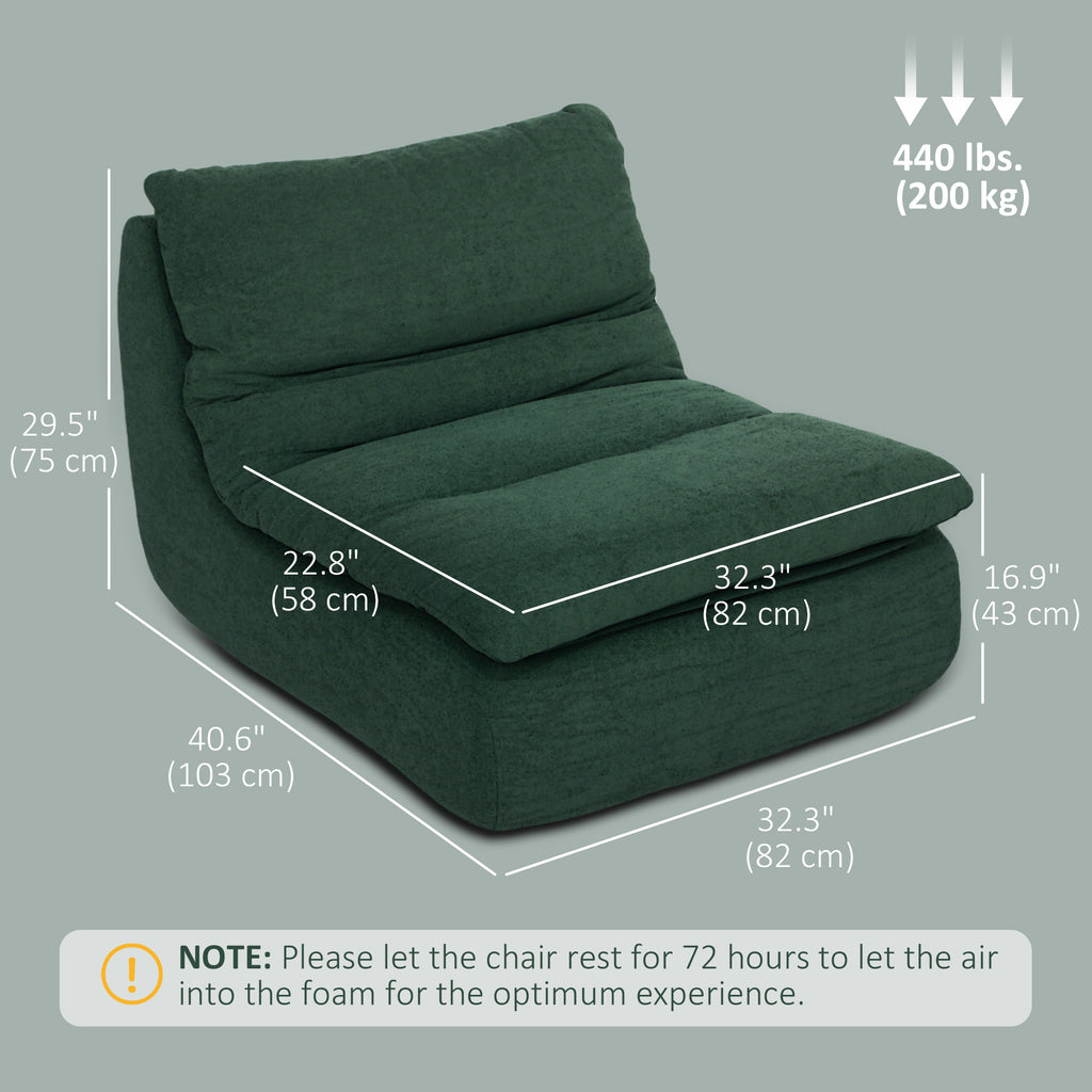 ANDRE Lounger Floor Chair with Single Piece Ultra High-Density Foam, Armless Floor Chair for Living Room, Bedroom, Home Office, Green