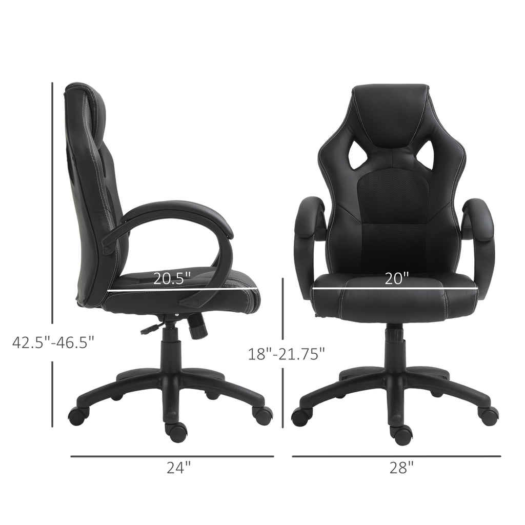 Erling Gaming Chair-Office Chair with Swivel Wheels, Padded Headrest, Tilt Function, Black