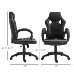 Erling Gaming Chair-Office Chair with Swivel Wheels, Padded Headrest, Tilt Function, Black