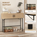 Julian Modern-Mid-Century Narrow Entryway/Console Table with Storage-Oak