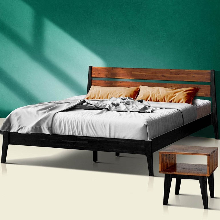 Slother Callisto Solid Wood  Bed Frame and Nightstand Bedroom Set