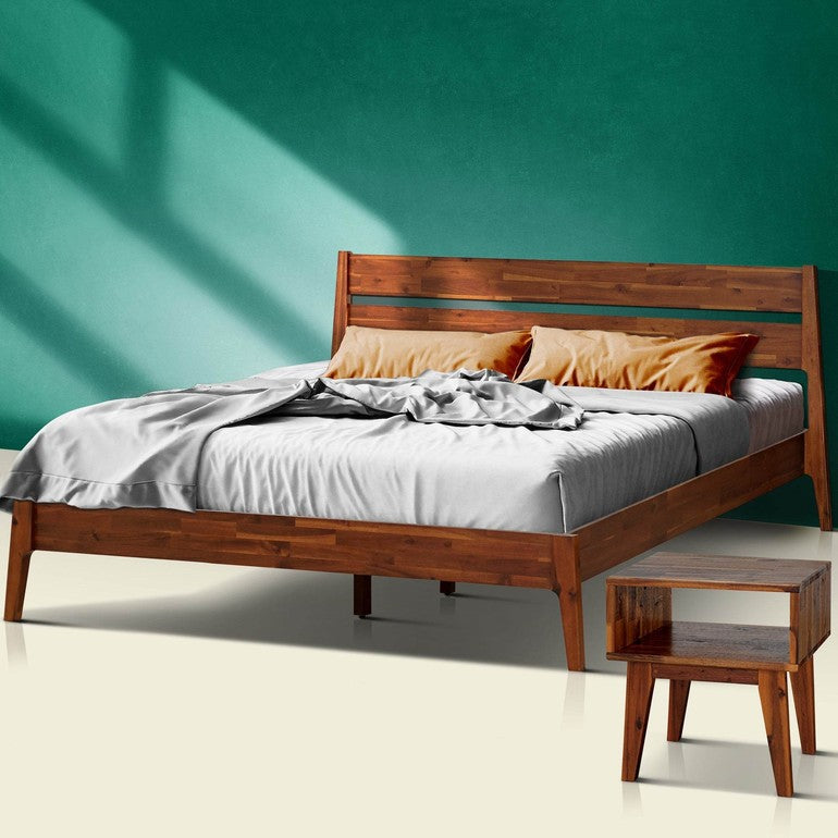 Slother Callisto Solid Wood  Bed Frame and Nightstand Bedroom Set