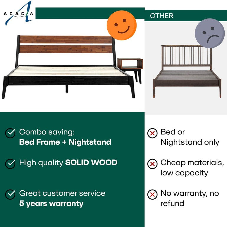 Slother Callisto Solid Wood  Bed Frame and Nightstand Bedroom Set