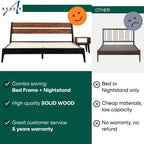 Slother Callisto Solid Wood  Bed Frame and Nightstand Bedroom Set
