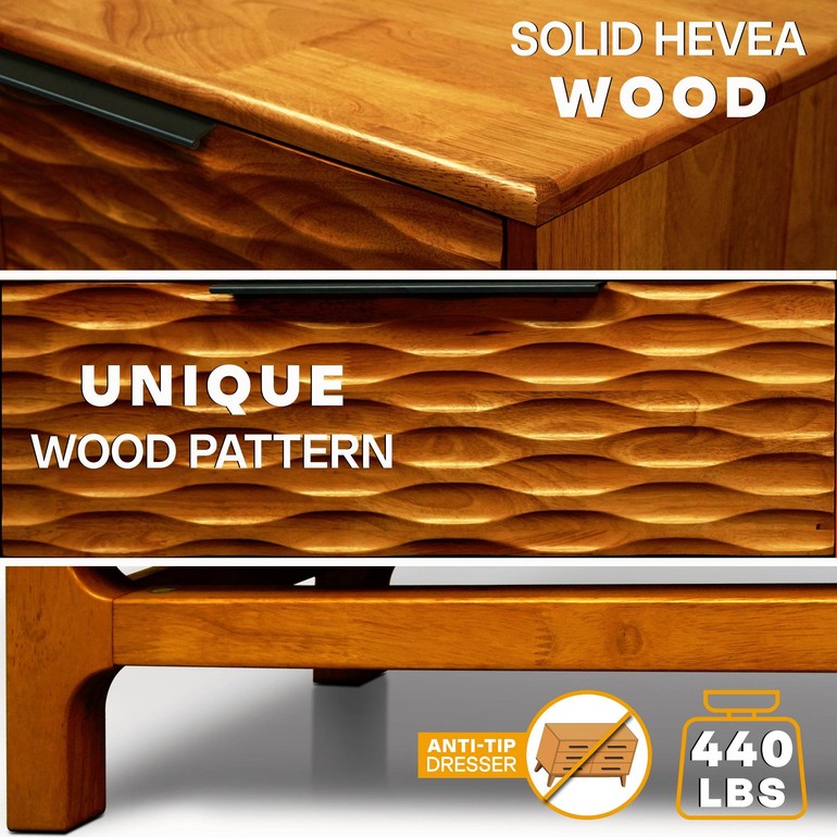 Slother Elara Solid Wood 5-Drawer Dresser