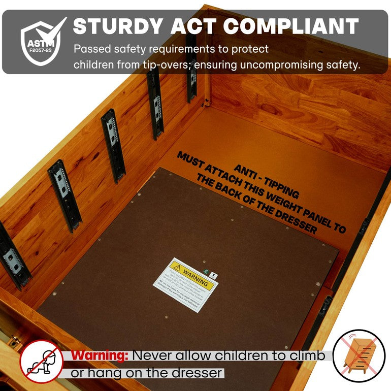 Slother Elara Solid Wood 5-Drawer Dresser