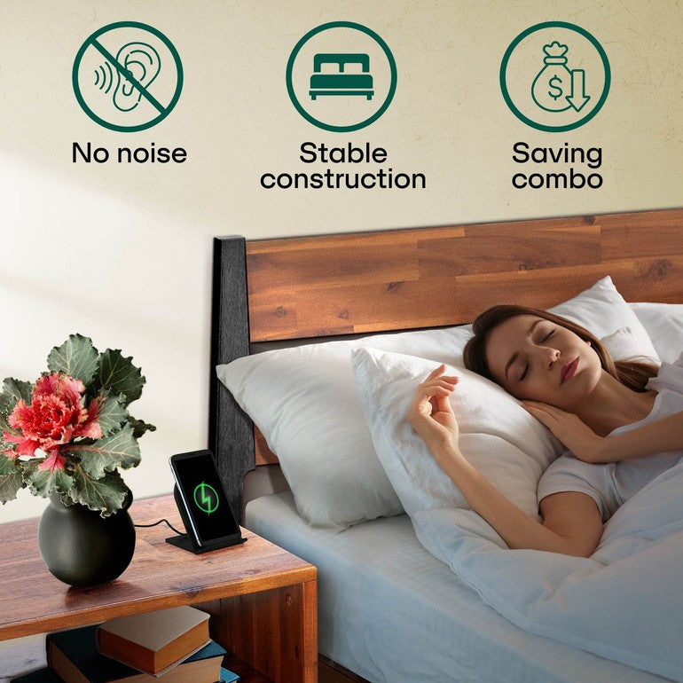 Slother Callisto Solid Wood  Bed Frame and Nightstand Bedroom Set