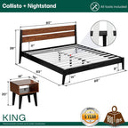 Slother Callisto Solid Wood  Bed Frame and Nightstand Bedroom Set