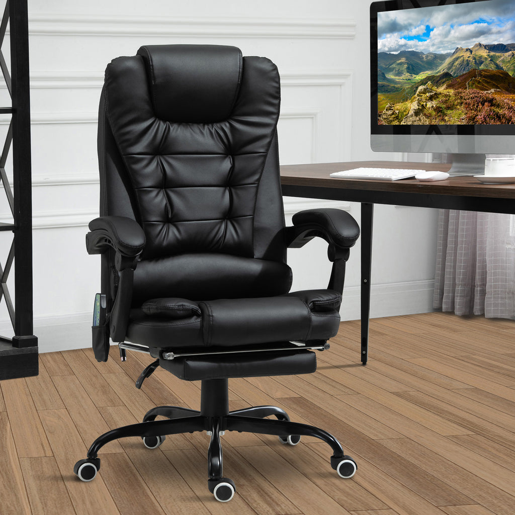 Declan Office Chair with Recliner and  Footrest, Vibrating Massage, Adjustable Height, Perfect Office, Black