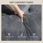 RODRI 58" Chaise Lounge-Indoor, Oversized Corduroy Sofa Bed with 2 Cup Holders, Pillow, Deep Seat Sleeper Couch, Dark Grey