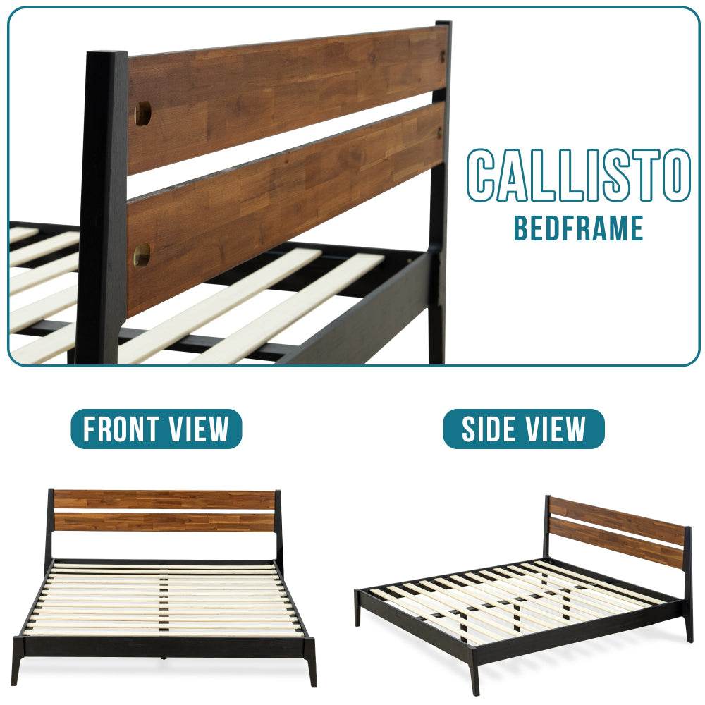 SLOTHN Callisto Deluxe Solid Wood Bed Frame