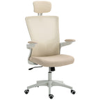 Andre Ergonomic Office Chair, Swivel Desk Chair with Adjustable Lumbar Support, Headrest and Height, Flip-up Armrests, Beige